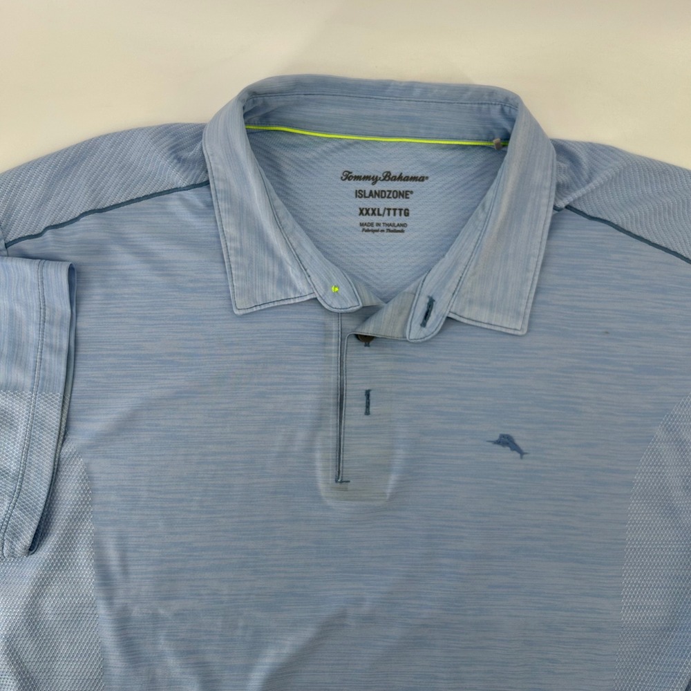 Tommy Bahama Polo Shirt Mens XXXL Blue IslandZone Mesh Performance Marlin Logo